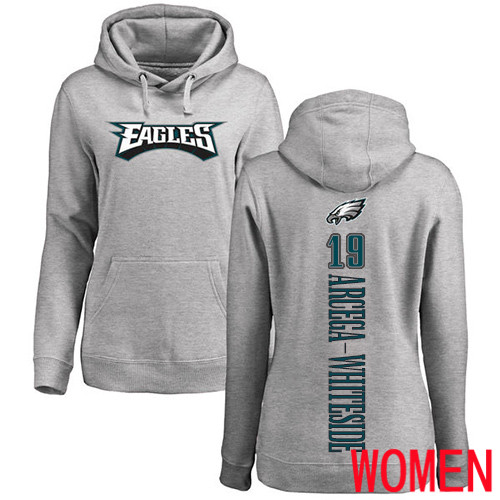 Women Philadelphia Eagles #19 JJ Arcega-Whiteside Ash Backer NFL Pullover Hoodie Sweatshirts->nfl t-shirts->Sports Accessory